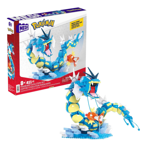 MEGA Pokémon Action Figure Building Toys Set for Kids, Magikarp Evolution Set with 411 Pieces,HNT95